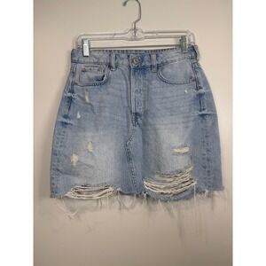 &Denim Womens Jean Skirt 6 Distressed Y2K 90s inspired Grunge Cowgirl Festival